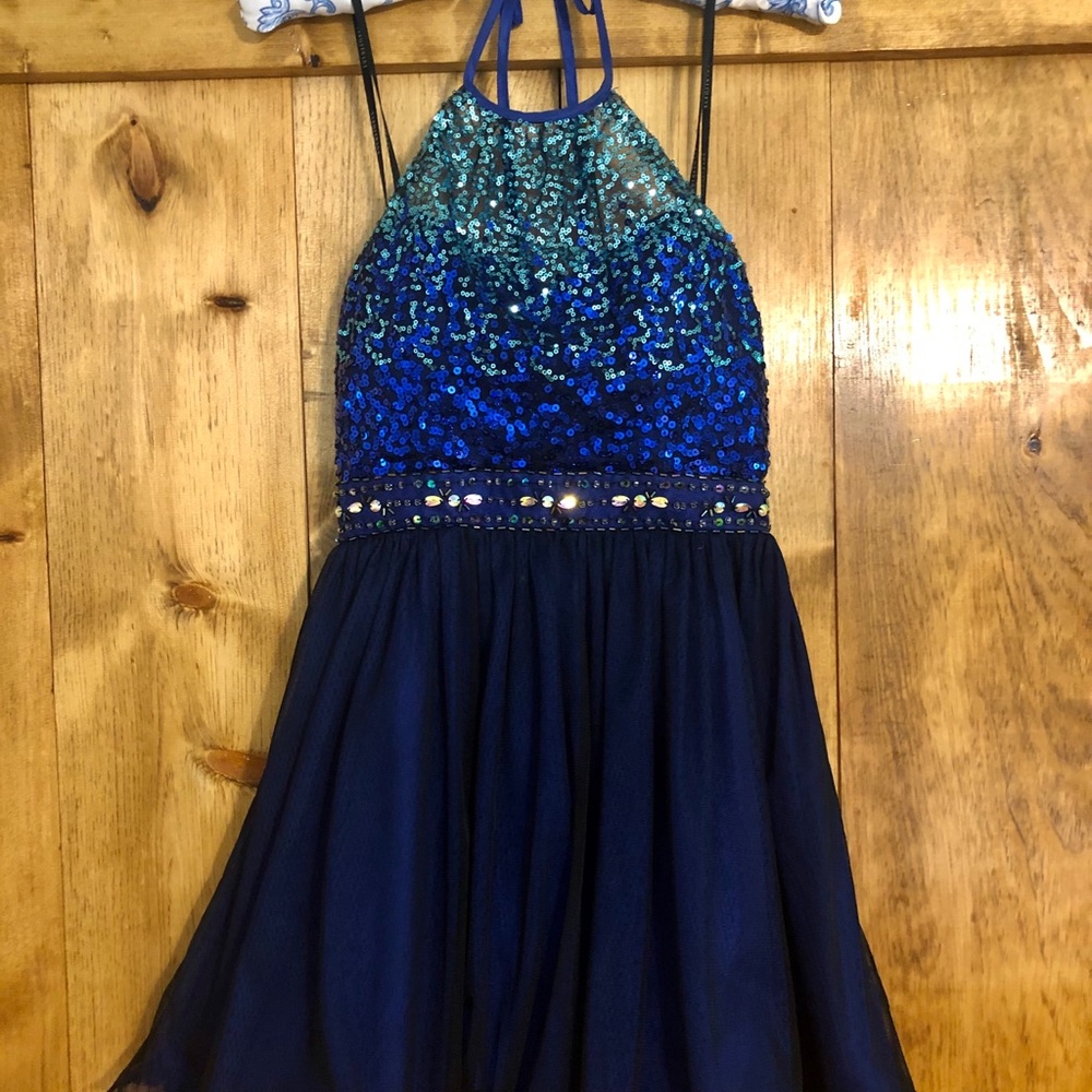 Blue Masquerade cocktail dress, size 1